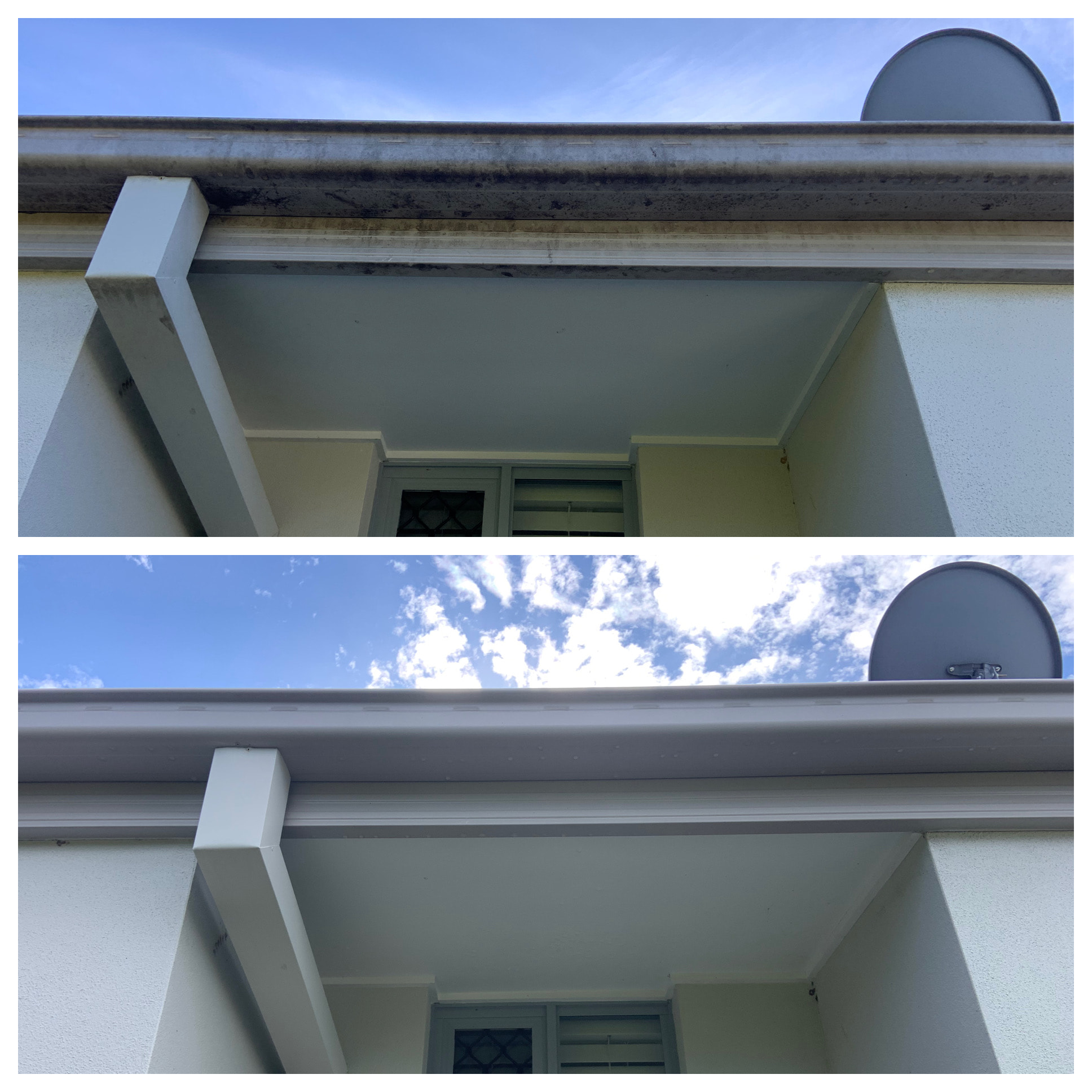 Before and after house washing showing exterior cleaning results in Brisbane