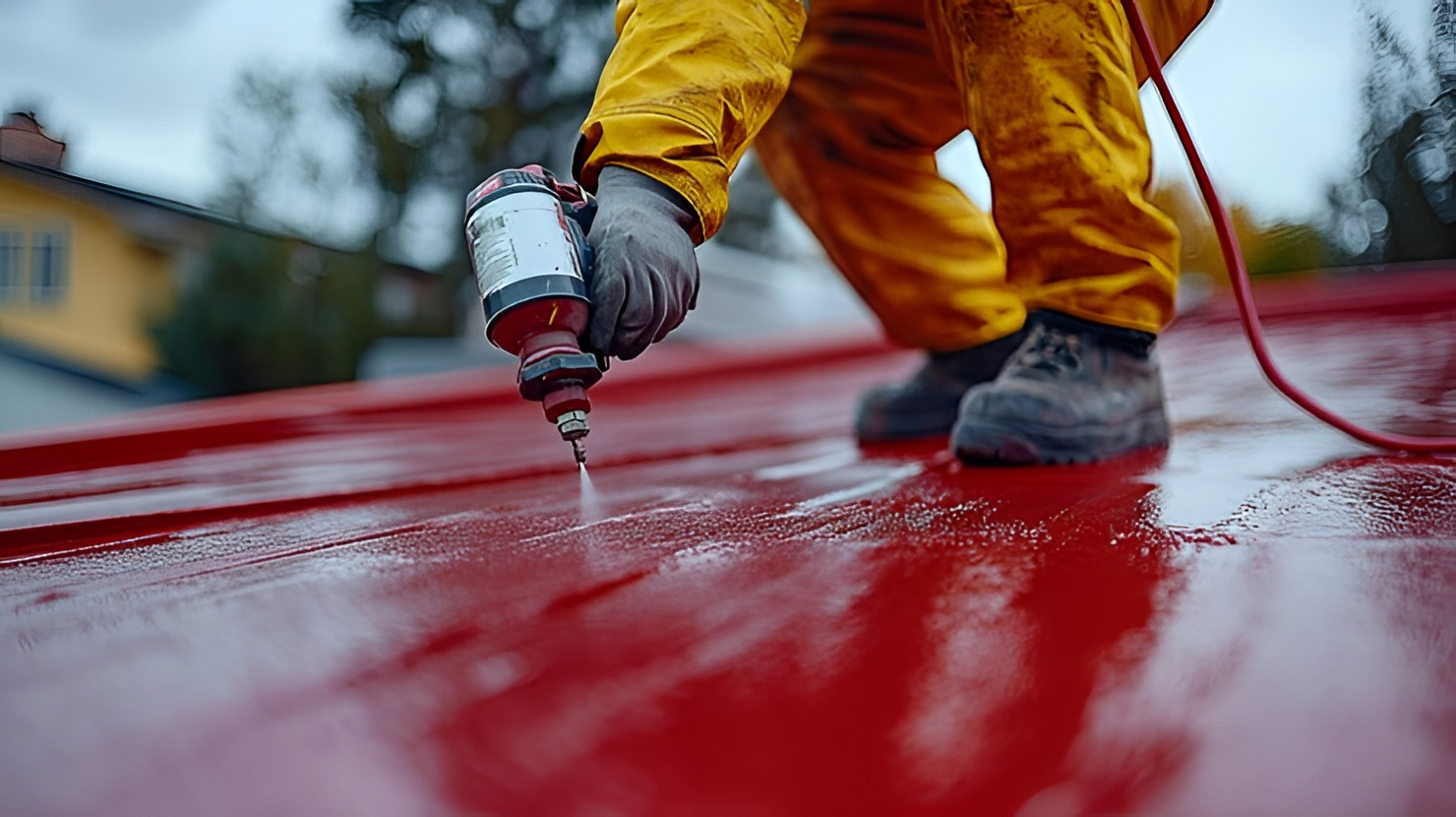 Professional spray system used for roof painting