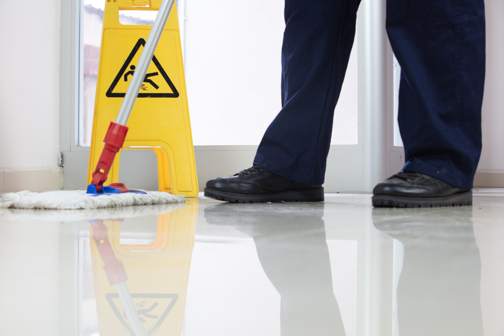 Industrial cleaning services removing carbon soot and dust from high-level factory rafters.